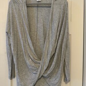 Gray Draped Long Sleeve Top